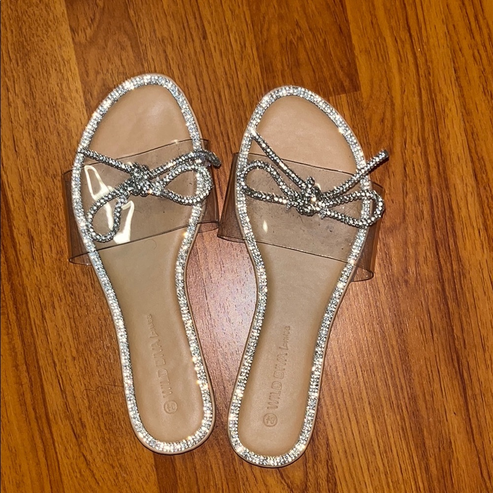DIVA Lounge Silver Sandals with Bow Detail